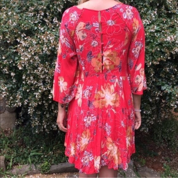 Free People Women's Eyes On You Floral Print Trapeze Dress Size 4 - Picture 5 of 13